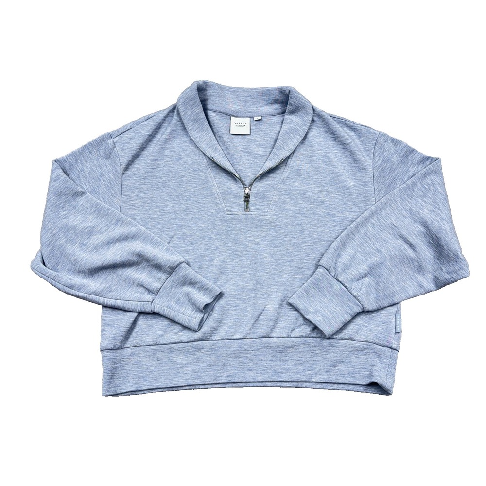 Varley Davidson Sweatshirt Women Large Grey Marl Quarter 1/4 Zip Pullover Crop